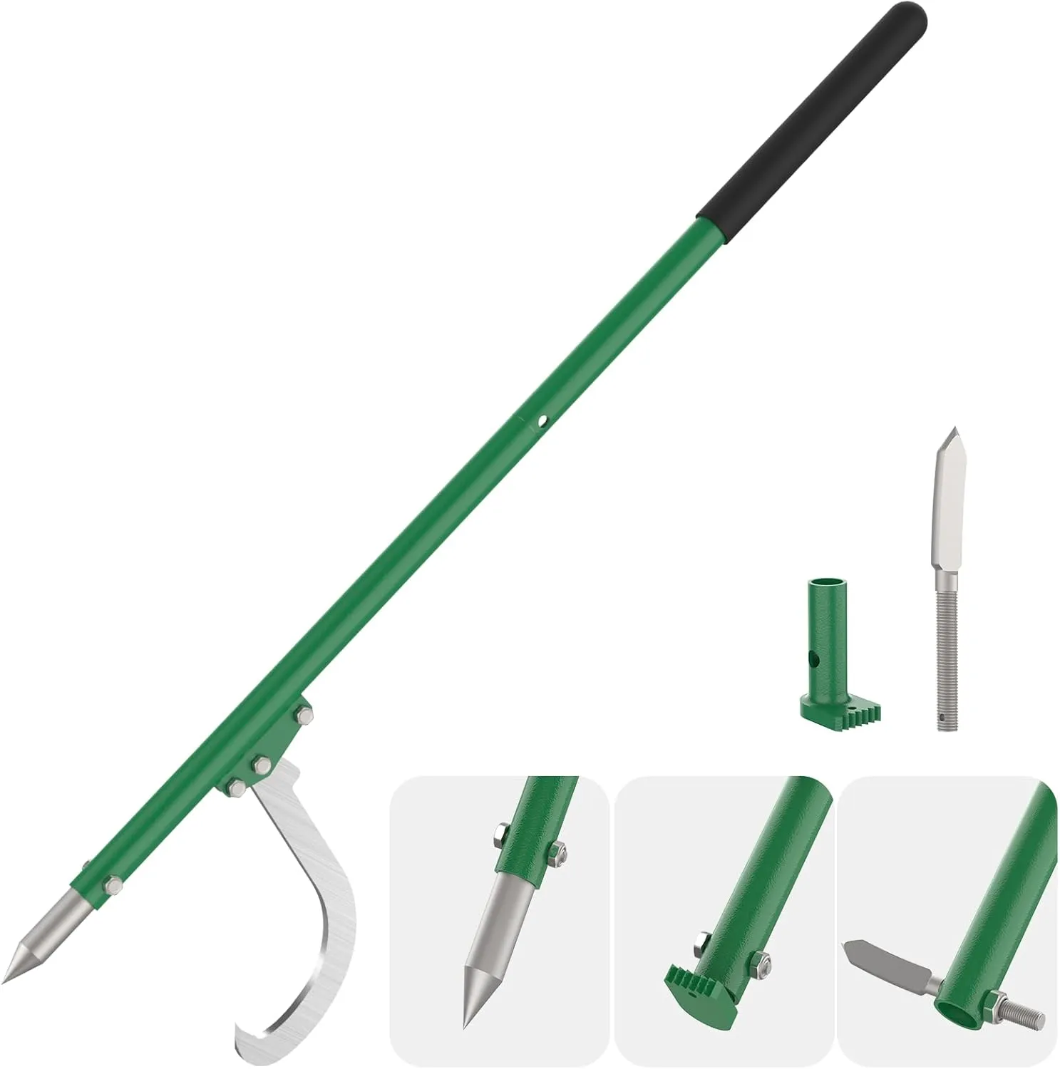 Steel Cant Hook Logging Tool, Log Peavey and Pickaroon, One Tool with Three Functions, Used as Log Roller, Log Lifter and Hookaroon for for Dragging and Stacking Logs (48'')
