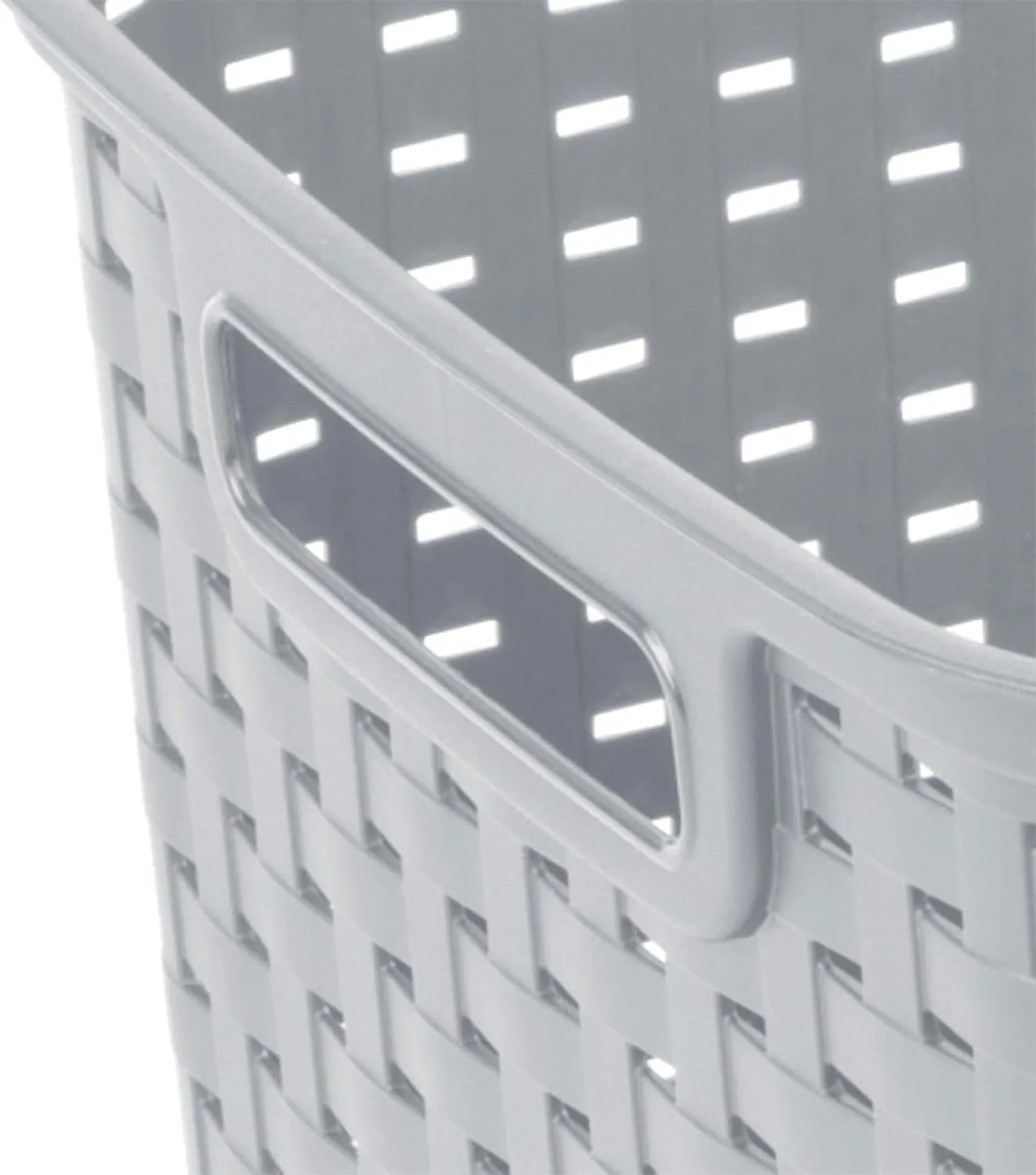 Sterilite 6-Pack Tall Weave Basket, Wicker-Style Plastic Open Storage Bin, Cement Gray - Multi-Purpose Decorative Organizer for Laundry Area, Shelves, Closets, Pantries, Living Rooms or Offices
