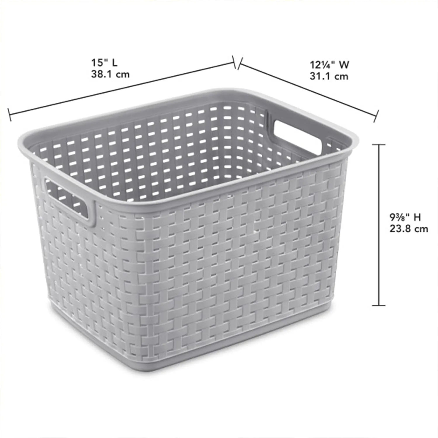 Sterilite 6-Pack Tall Weave Basket, Wicker-Style Plastic Open Storage Bin, Cement Gray - Multi-Purpose Decorative Organizer for Laundry Area, Shelves, Closets, Pantries, Living Rooms or Offices