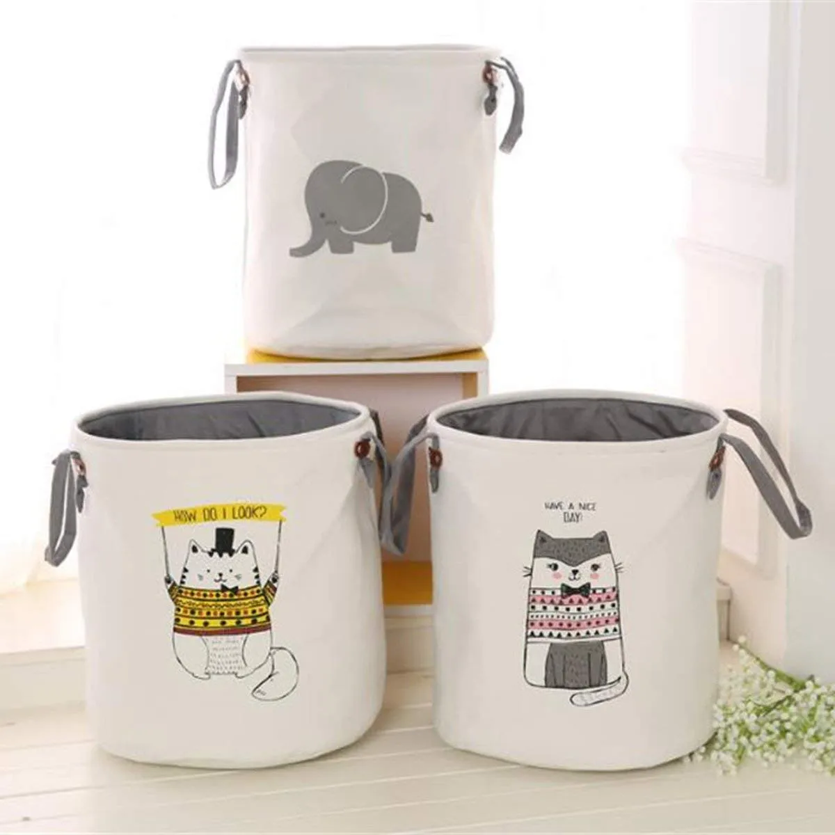 Storage Basket Sevenmore Pattern Laundry Hamper Cotton Rope Woven Handbag Canvas Laundry Basket Storage Bag Baby Toys Bin