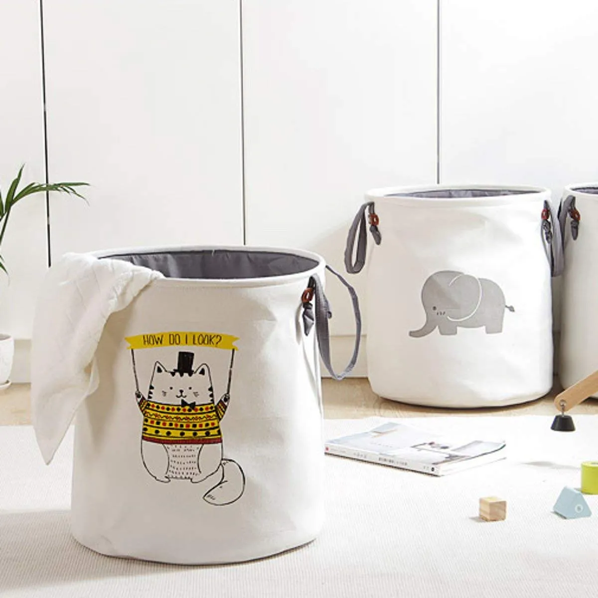 Storage Basket Sevenmore Pattern Laundry Hamper Cotton Rope Woven Handbag Canvas Laundry Basket Storage Bag Baby Toys Bin