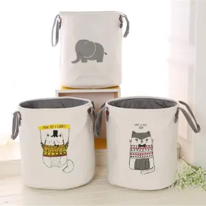 Storage Basket Sevenmore Pattern Laundry Hamper Cotton Rope Woven Handbag Canvas Laundry Basket Storage Bag Baby Toys Bin