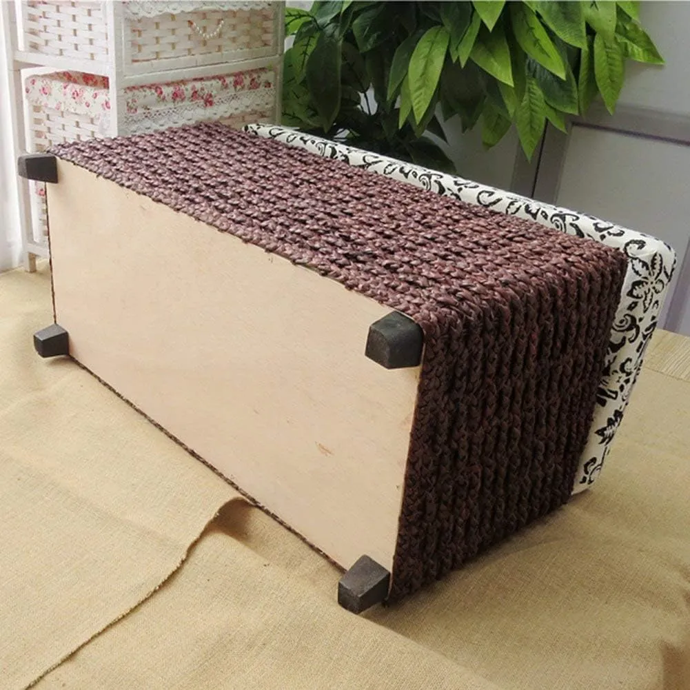 Storage Ottoman Bench,Rattan Weaving Upholstered Footstool Footrest Stool Toy Chest Entrance Shoe Changing Bench-Coffee 31.99
