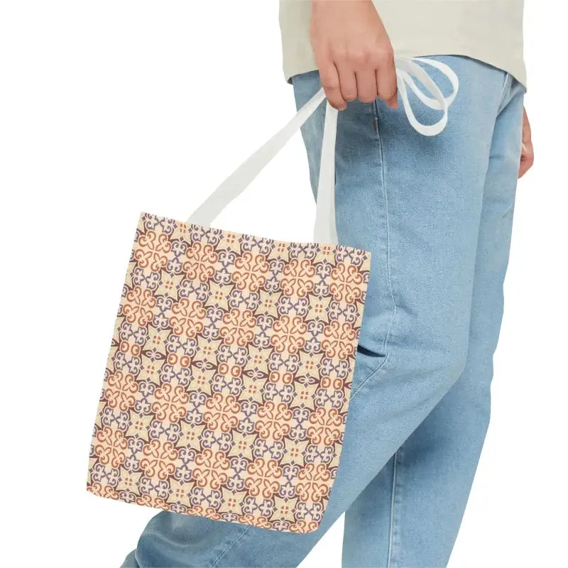 Stylish Print Tote Bag with Abstract Beige Pattern