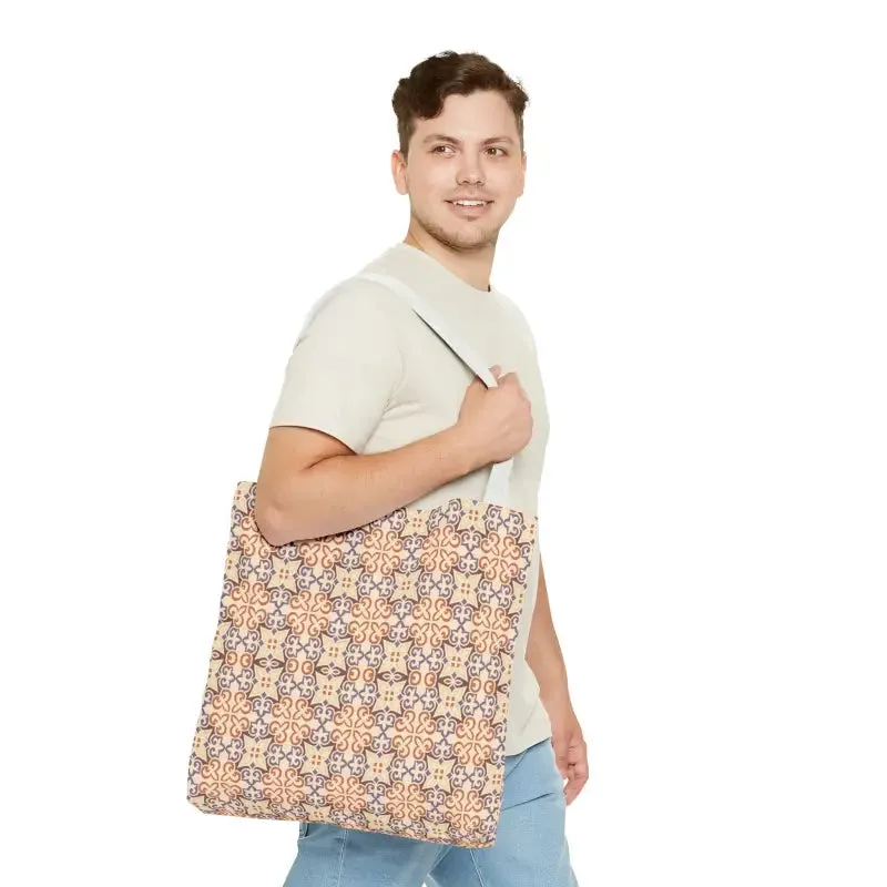 Stylish Print Tote Bag with Abstract Beige Pattern