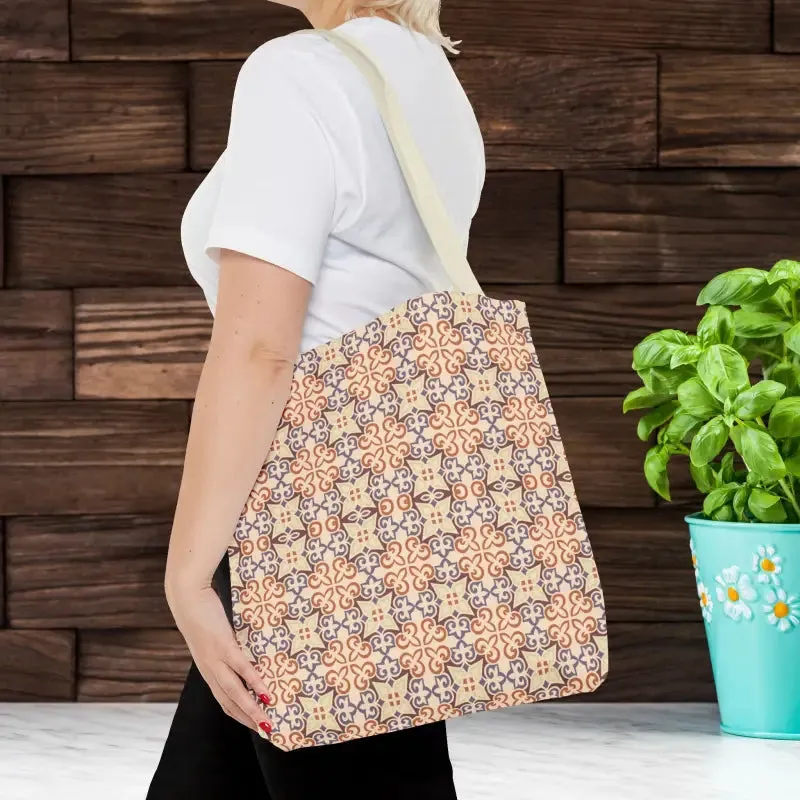 Stylish Print Tote Bag with Abstract Beige Pattern