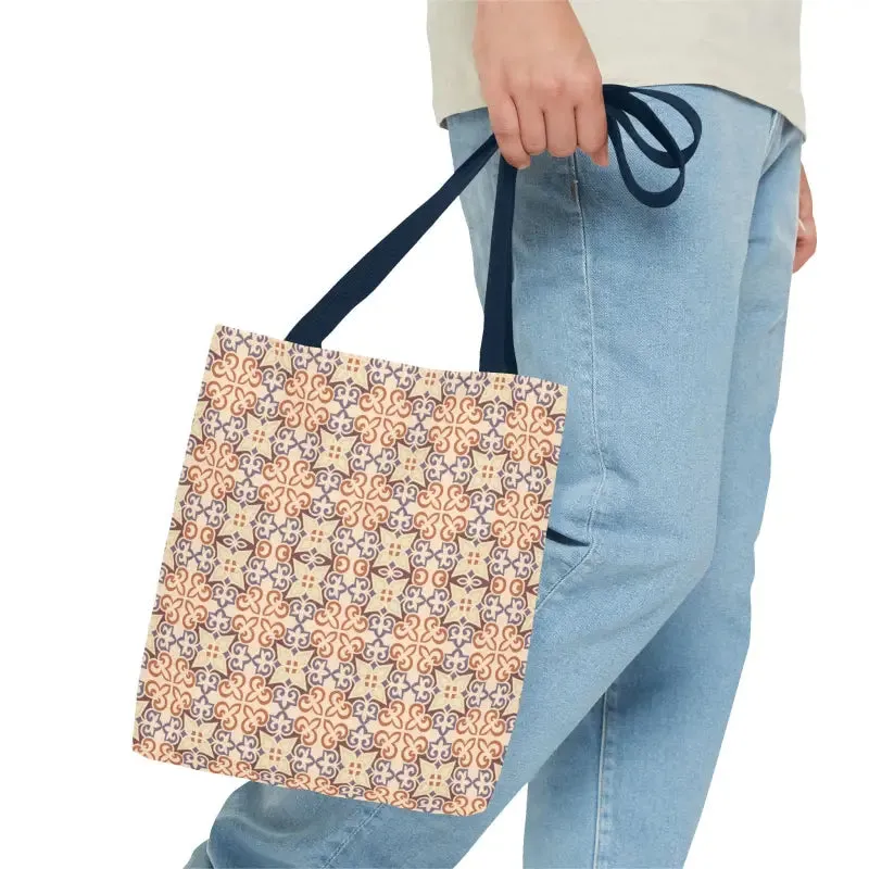 Stylish Print Tote Bag with Abstract Beige Pattern