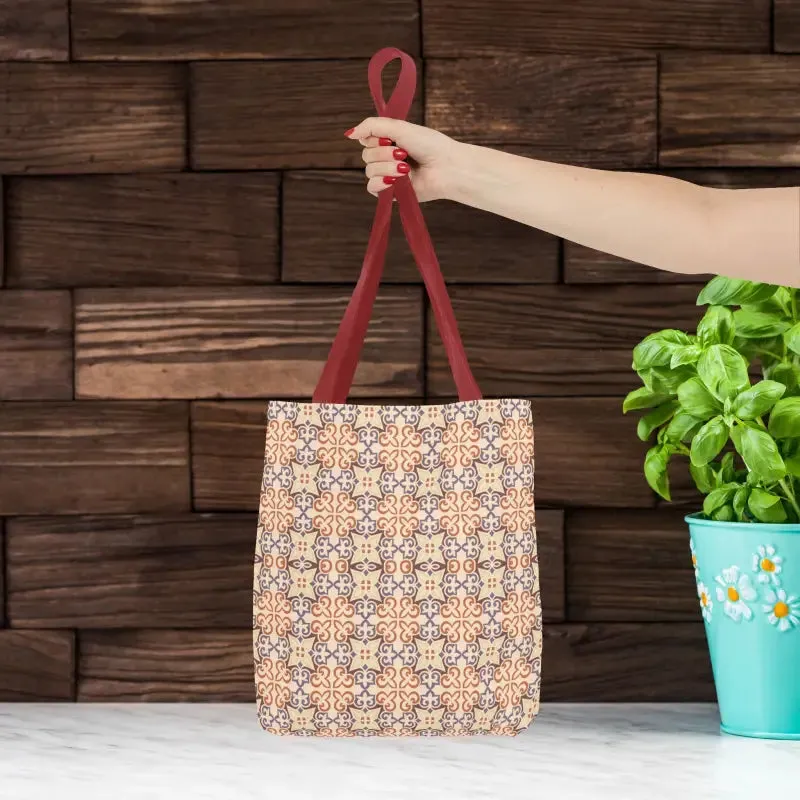 Stylish Print Tote Bag with Abstract Beige Pattern