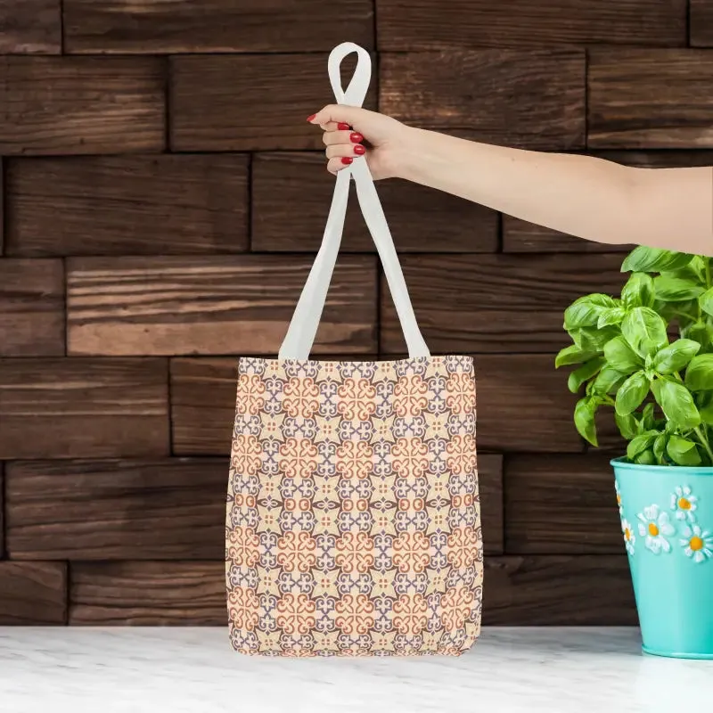 Stylish Print Tote Bag with Abstract Beige Pattern
