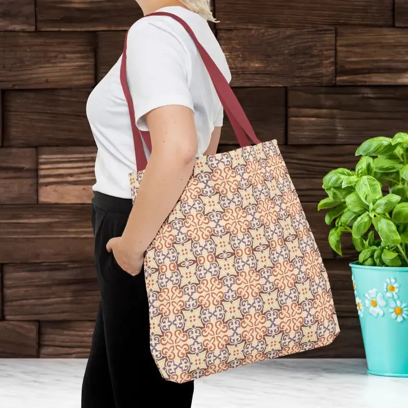 Stylish Print Tote Bag with Abstract Beige Pattern