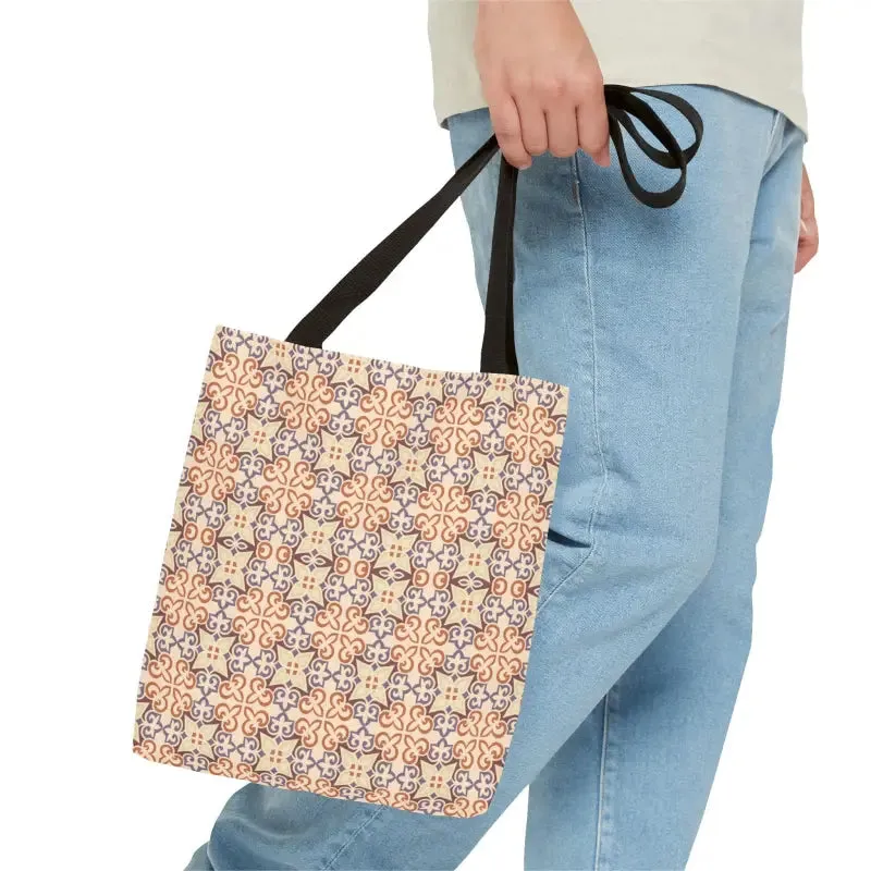 Stylish Print Tote Bag with Abstract Beige Pattern