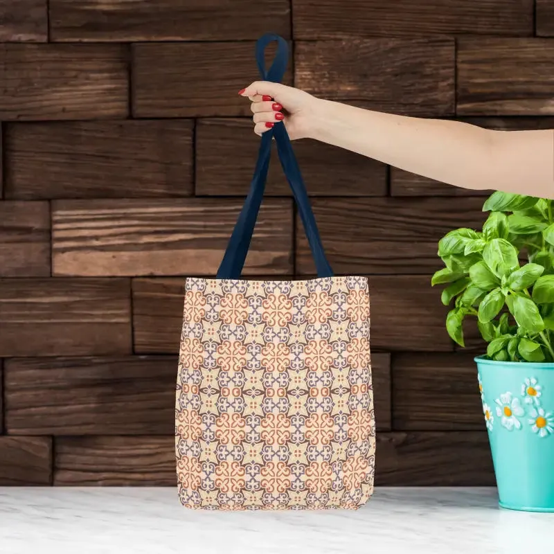 Stylish Print Tote Bag with Abstract Beige Pattern