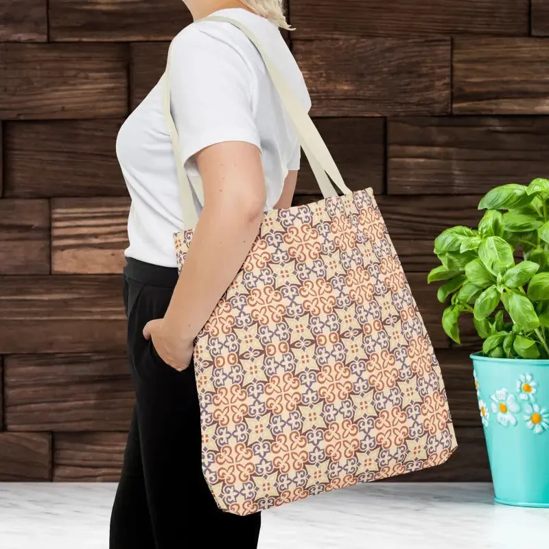 Stylish Print Tote Bag with Abstract Beige Pattern