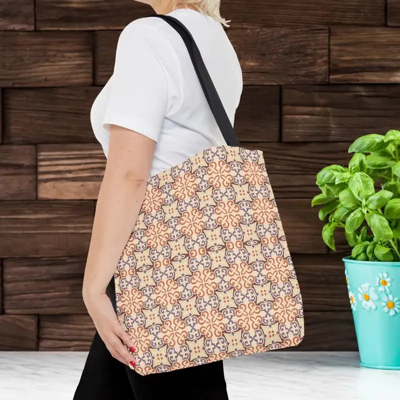 Stylish Print Tote Bag with Abstract Beige Pattern