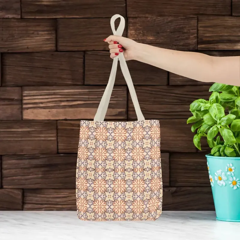 Stylish Print Tote Bag with Abstract Beige Pattern