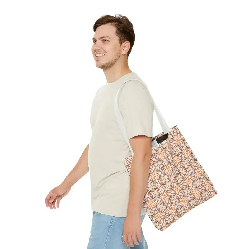 Stylish Print Tote Bag with Abstract Beige Pattern