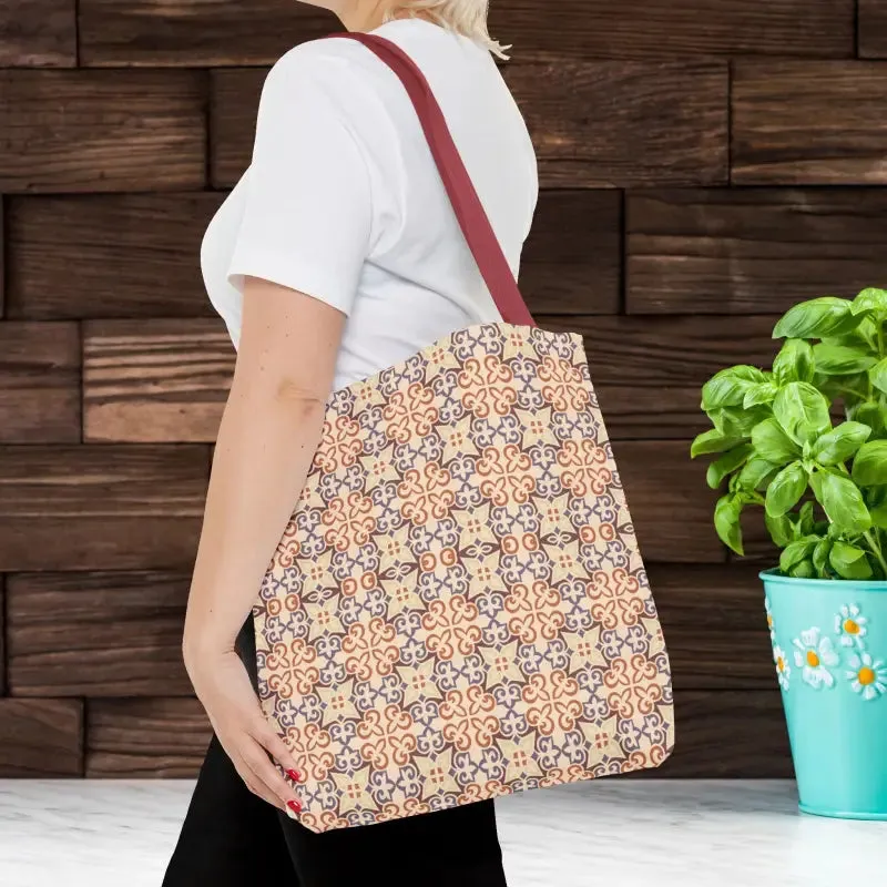 Stylish Print Tote Bag with Abstract Beige Pattern