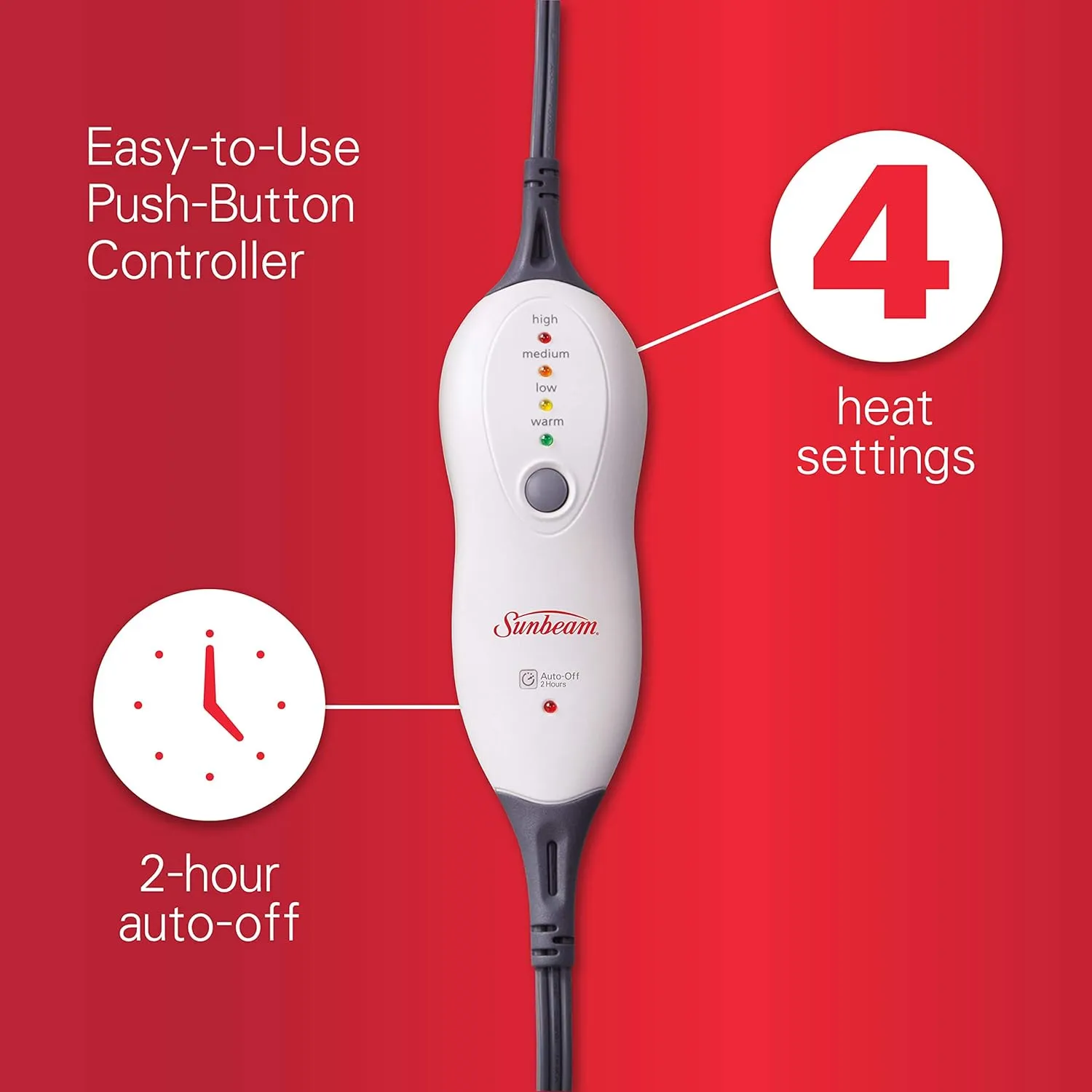 Sunbeam® Premium XXL Size Heating Pad with Compact Storage