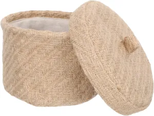 Sundries Organizer Woven Storage Basket Lid Seagrass Basket for Home Decor