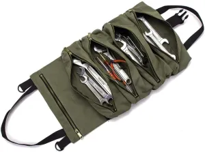 Super Roll Tool Roll,Multi-Purpose Roll Up Tool Bag, Wrench Roll,Canvas Tool Organizer Bucket,Car First Aid Kit Wrap Roll Storage Case,Hanging Tool Zipper Carrier Tote,Car Camping Gear