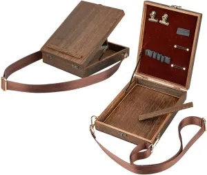 SUPERFINDINGS Writers Messenger Wood Box Tabletop Easel Box Painting Brush Tool Storage Cage Portable Storage Easel Box with Band for Outdoor Painting Drawing Sketching Writing