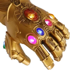Superhero Infinity Gloves for Kids,Led Light Up Superhero Gauntlet Cosplay Toys Prop Gold