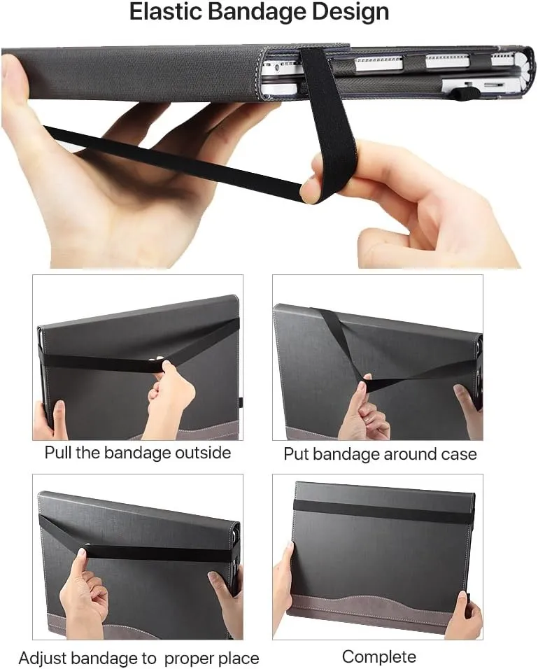 Surface Book 3/2 (15 inch) Sleeve Case, Ronuo Synthetic Leather Detachable Magnetic Adsorption with Elastic Bandage [Stylus Holder Loop] Folio Flip Breathable Protective Case Cover (Navy Blue)