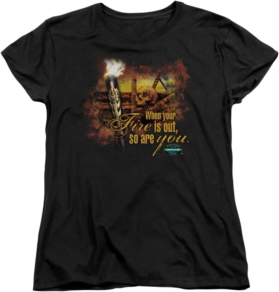Survivor CBS TV Series Fires Out Women's T-Shirt Tee Black