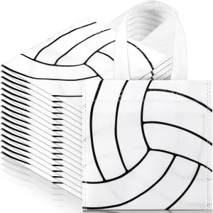 Sweetude 12 Pcs Volleyball Party Gift Bags Sports Theme Candy Goodie Bags 7.8 x 7.8 Inch Volleyball Non Woven Totes with Handles for Sports Party Favors Birthday Decor Supplies