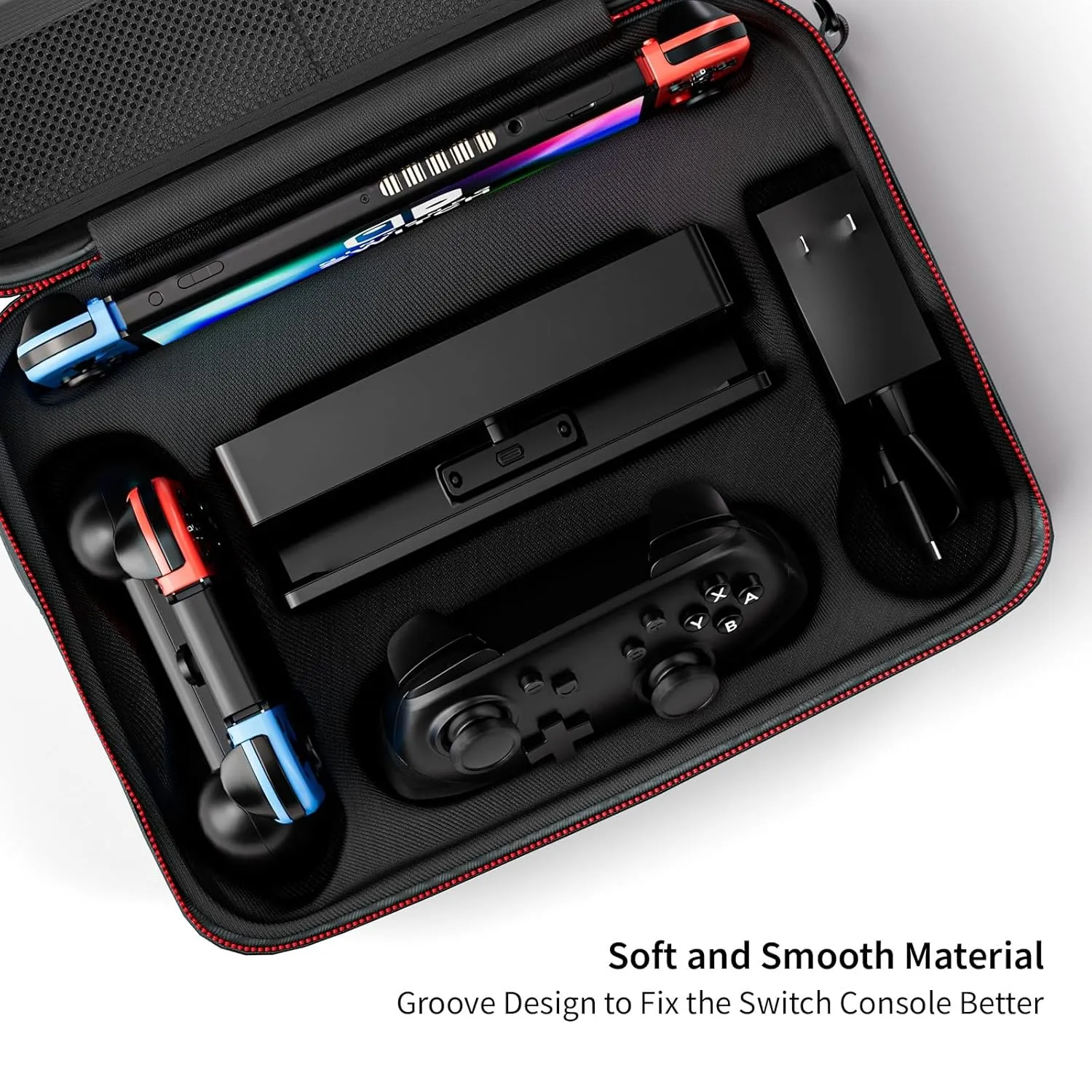 Switch Case for Nintendo Switch and Switch OLED Model, Portable Full Protection Carrying Travel Bag with 18 Game Cards Storage for Switch Console Pro Controller Accessories Black