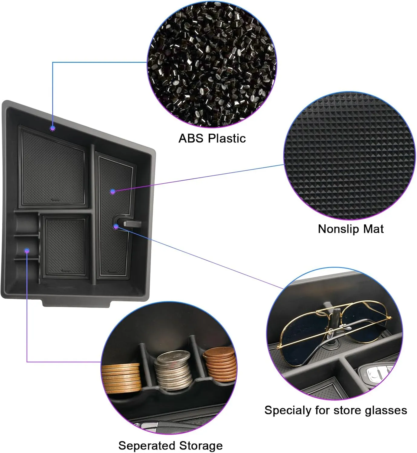 SXCY Fit for 2018-2023 2024 Buick Enclave Center Console Organizer for 2023 2024 Buick Enclave Accessories Enclave 2024 Console Organizer Tray 2018-2022 2023 2024 Enclave Armrest Organizer (Black)