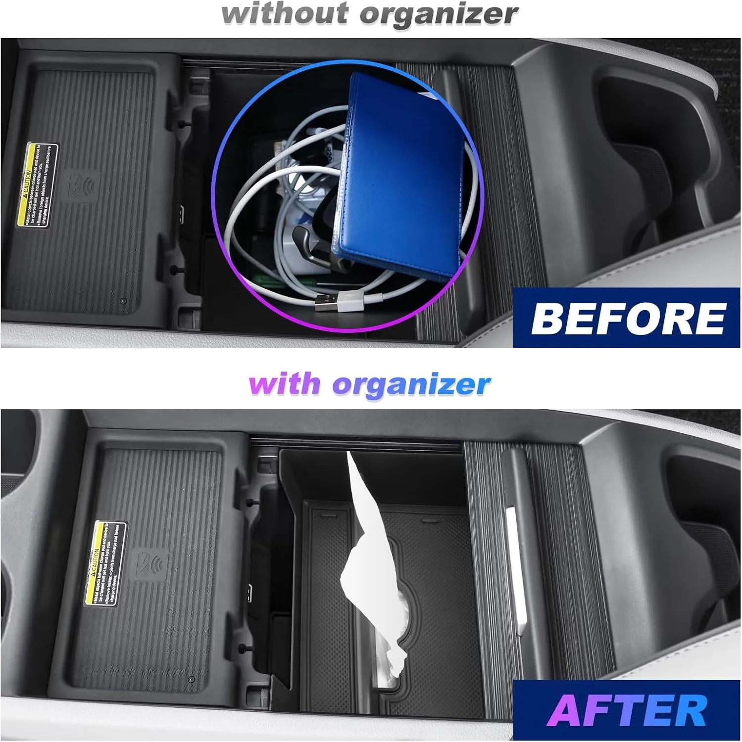SXCY for 2018-2024 Honda Odyssey Center Console Organizer - Enhanced Tissue Storage with Armrest Paper Towel Holder