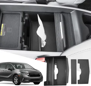 SXCY for 2018-2024 Honda Odyssey Center Console Organizer - Enhanced Tissue Storage with Armrest Paper Towel Holder