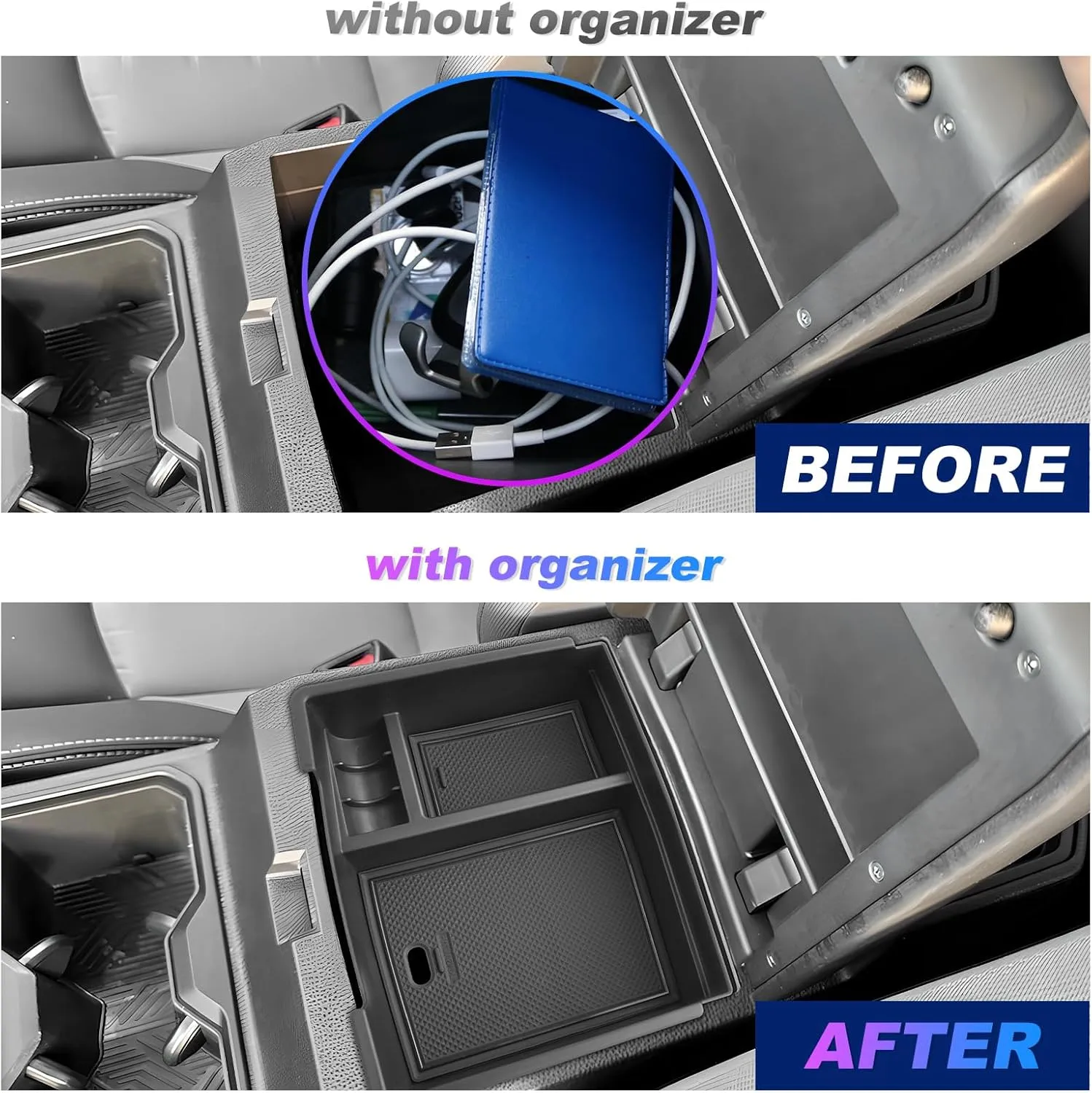 SXCY for 2024 2025 Toyota Tacoma Center Console Organizer for 2024 2025 Tacoma Accessories Console Tray for 2024 2025 Toyota Tacoma Console Organizer 2024 2025 Tacoma Limited Accessories (w/USB Hole)