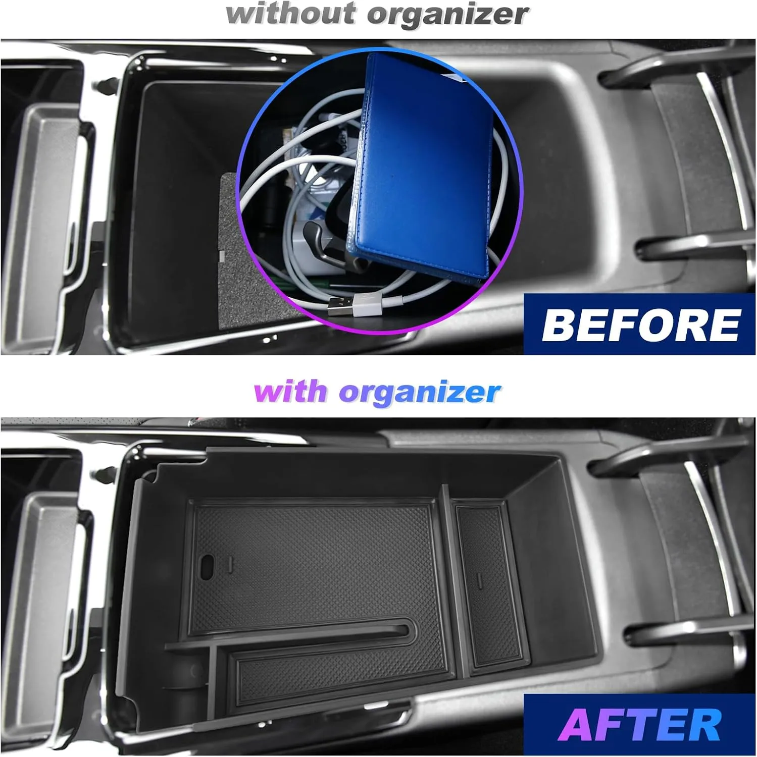 SXCY for 2025 Kia K5 Center Console Organizer for 2021-2024 2025 Kia K5 Accessories (LXS/GT-Line) for 2024 2025 Kia K5 Armrest Console Organizer(Black Mats)