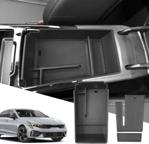 SXCY for 2025 Kia K5 Center Console Organizer for 2021-2024 2025 Kia K5 Accessories (LXS/GT-Line) for 2024 2025 Kia K5 Armrest Console Organizer(Black Mats)