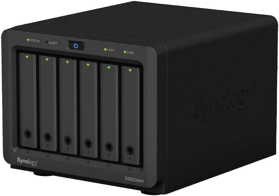 Synology DiskStation DS620slim iSCSI NAS Server with Intel Celeron Up to 2.5GHz CPU, 6GB Memory, 12TB HDD Storage, DSM Operating System