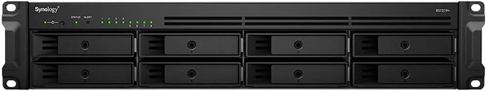 Synology RackStation RS1219  iSCSI NAS Server with Intel Atom 2.4GHz CPU, 8GB Memory, 32TB HDD Storage, DSM Operating System