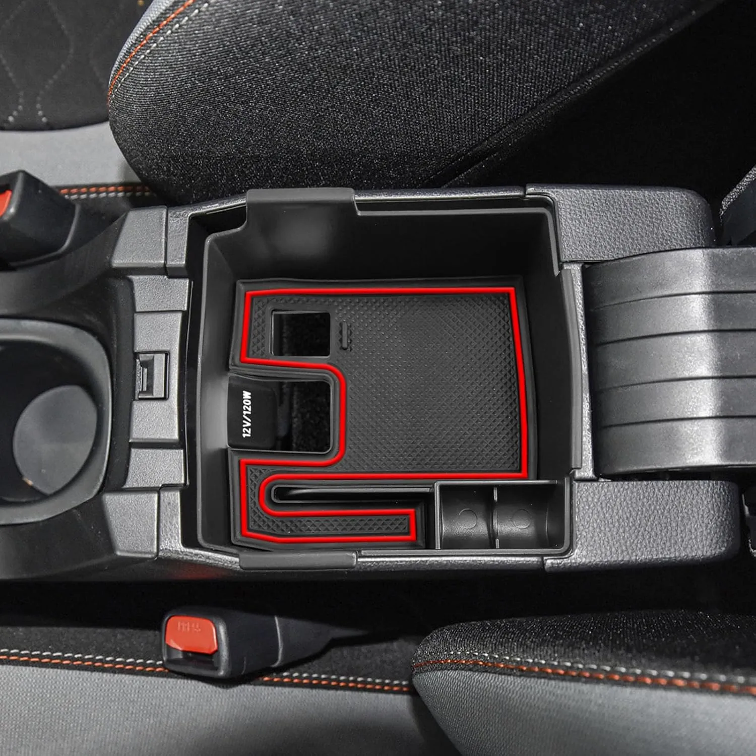 TACOBRO Center Console Organizer Compatible with Toyota Corolla Cross (XG10) 2022 2023 2024 2025 and Corolla 2019-2024 2025 E210, Maximize Space with Tray, Charging Port Coin Holder for Armrest, Red