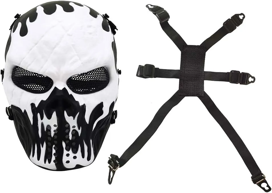 Tactical Mask Skull Full Face Masks, Airsoft Mask, for Halloween Cosplay Party CS Survival Games Shooting