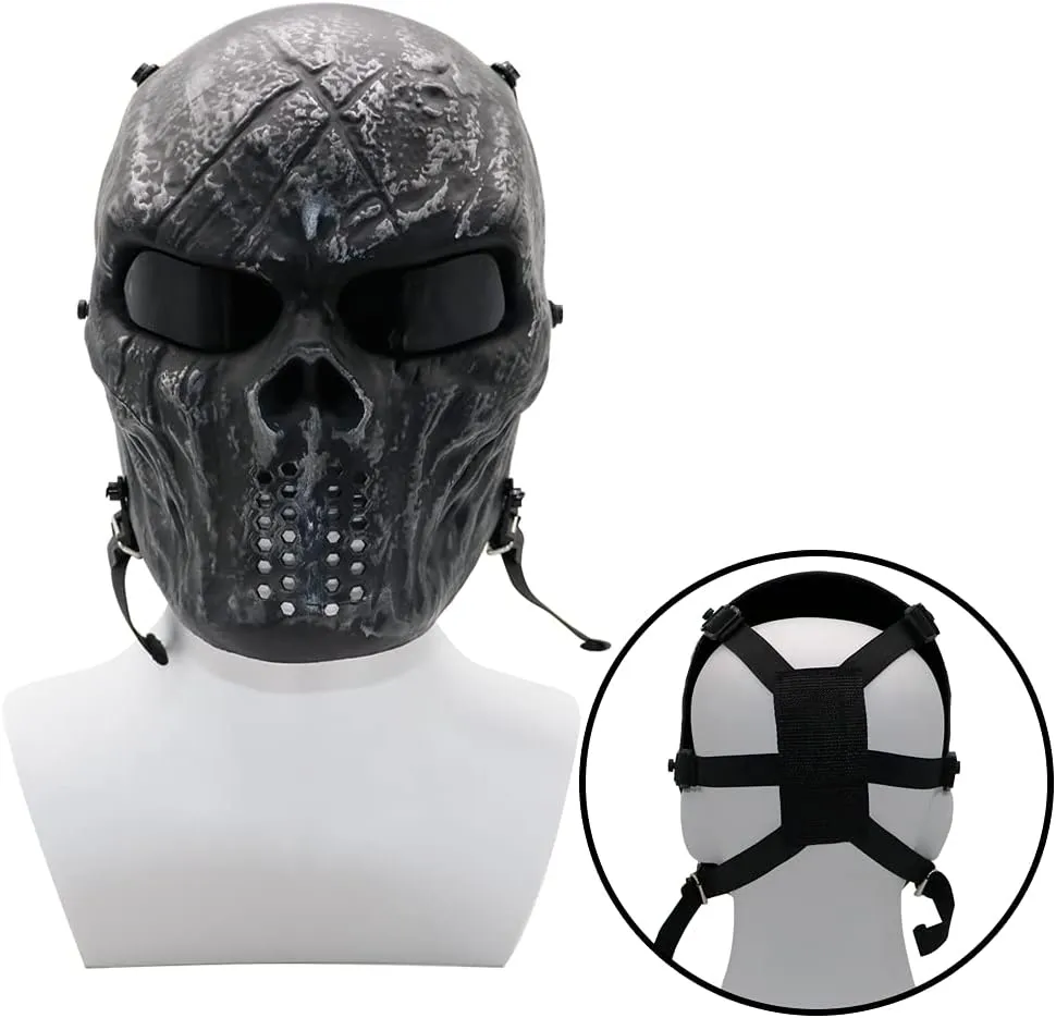 Tactical Mask Skull Full Face Masks, Airsoft Mask, for Halloween Cosplay Party CS Survival Games Shooting