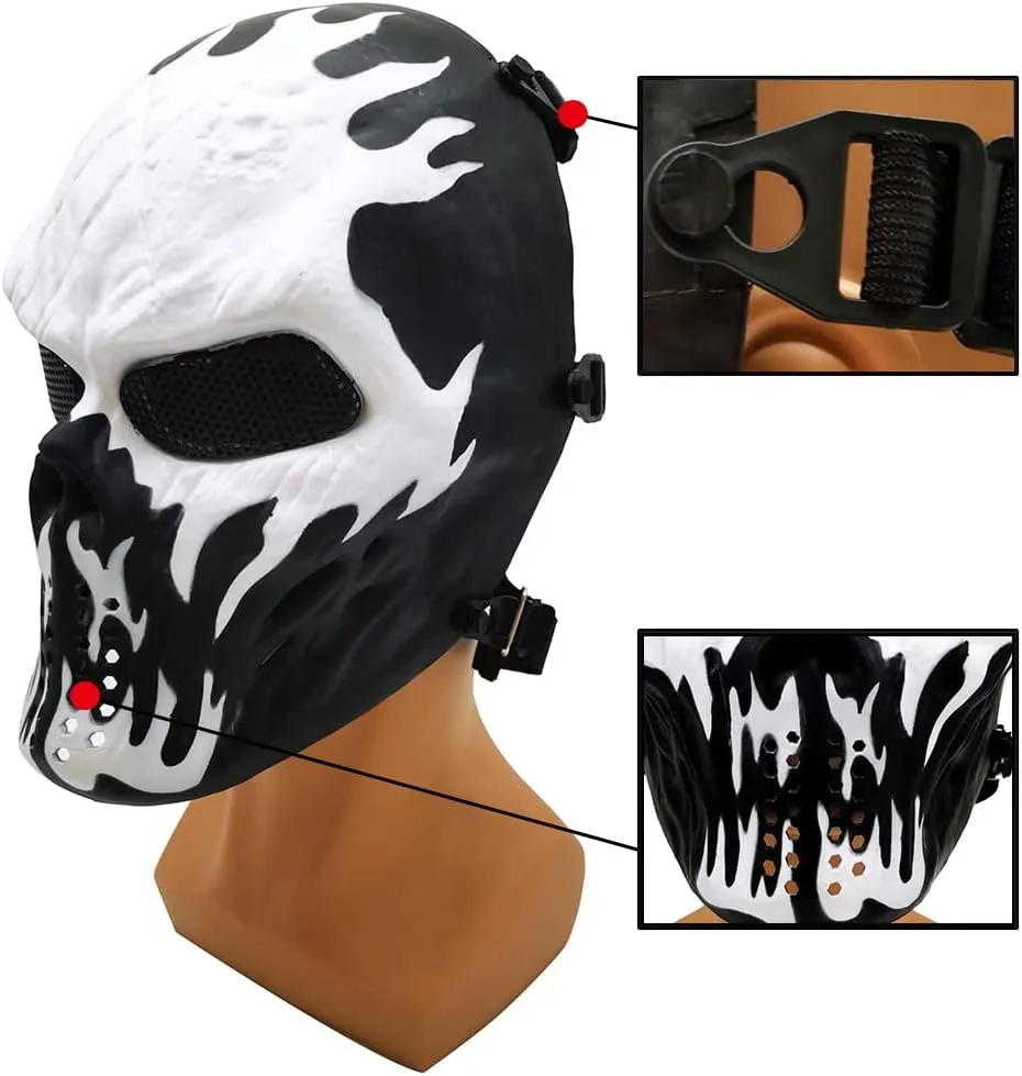 Tactical Mask Skull Full Face Masks, Airsoft Mask, for Halloween Cosplay Party CS Survival Games Shooting