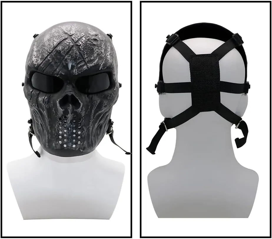 Tactical Mask Skull Full Face Masks, Airsoft Mask, for Halloween Cosplay Party CS Survival Games Shooting
