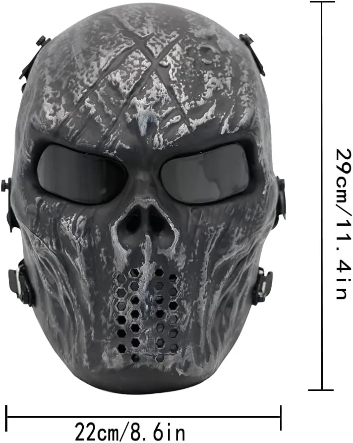 Tactical Mask Skull Full Face Masks, Airsoft Mask, for Halloween Cosplay Party CS Survival Games Shooting