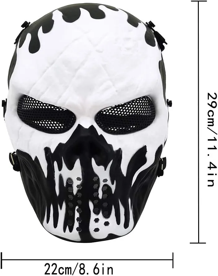 Tactical Mask Skull Full Face Masks, Airsoft Mask, for Halloween Cosplay Party CS Survival Games Shooting