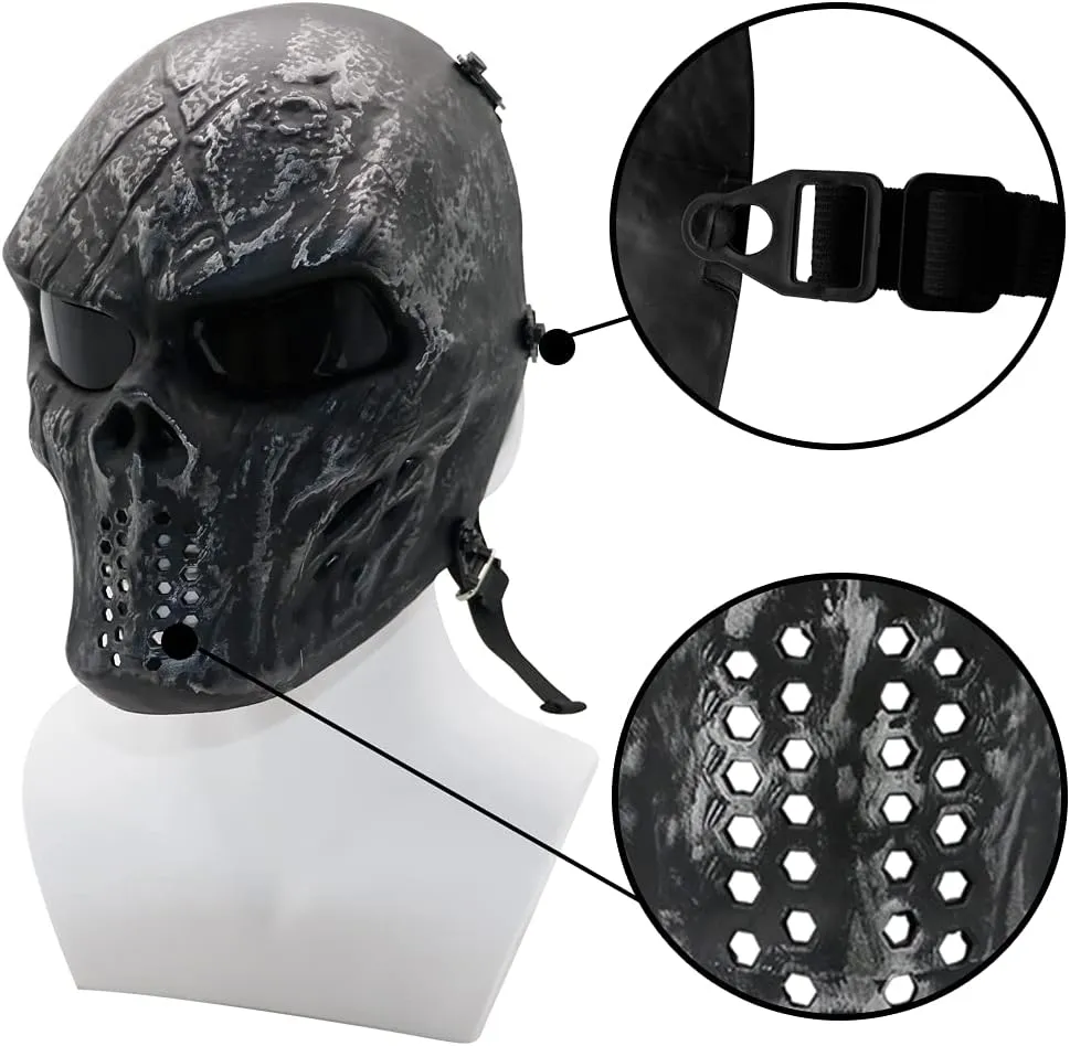 Tactical Mask Skull Full Face Masks, Airsoft Mask, for Halloween Cosplay Party CS Survival Games Shooting