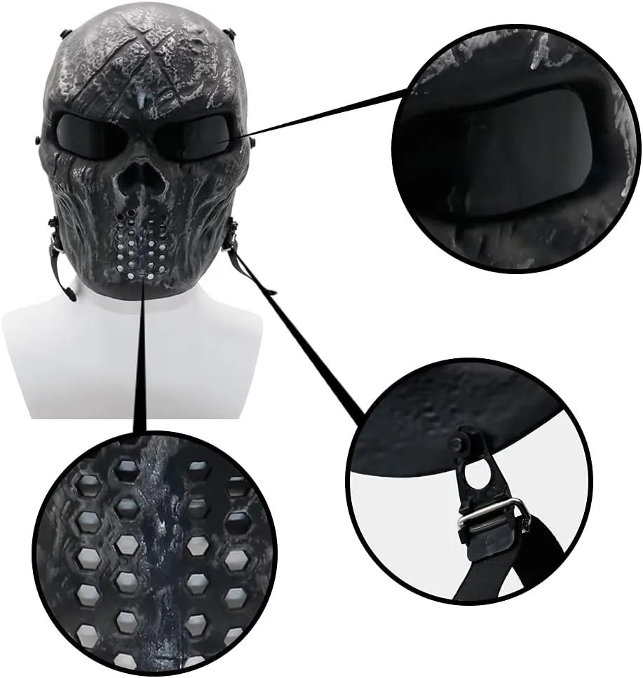 Tactical Mask Skull Full Face Masks, Airsoft Mask, for Halloween Cosplay Party CS Survival Games Shooting