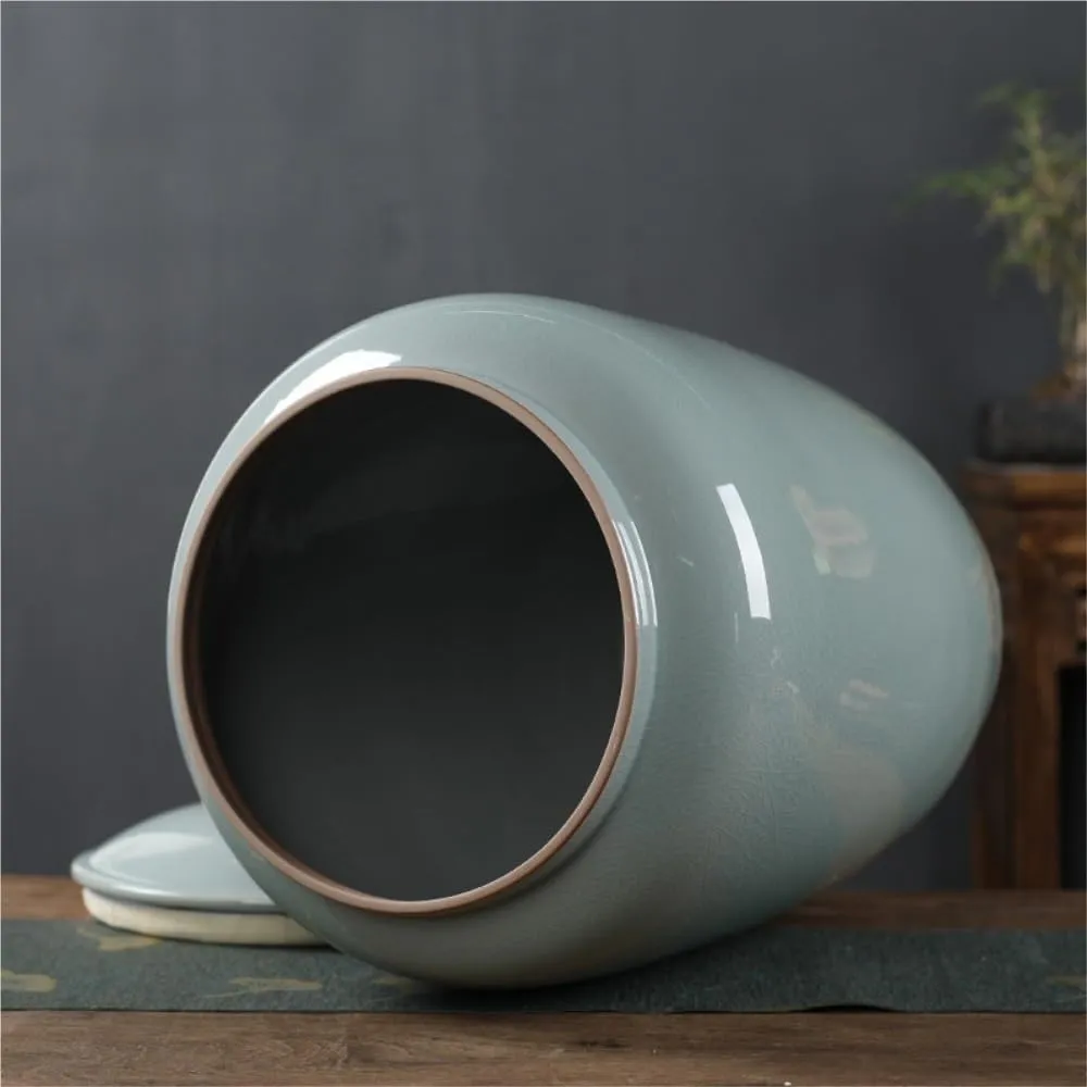 Tea Bag Organizer Tea Storage Container Creative Hand-painted Landscape Picture Bulk Tea Storage Cans Large Capacity Tea Mug Ceramic Sealed Cans Tea Cake Cans Tea Organizer(B)