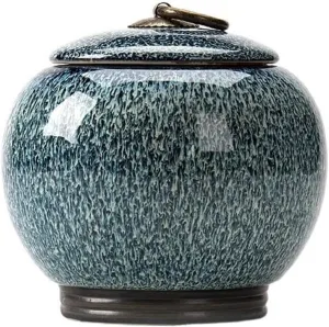 Tea Tins Canister Kiln Change Tea Canister Ceramic Medium Storage Sealed Green Black Tea Loose Leaf Tea Canister Fresh Tea Set Tea Storage Containers(Blue)