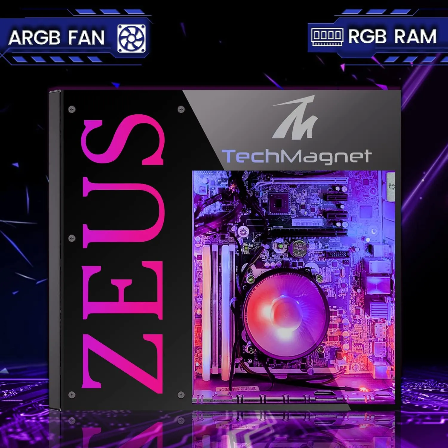 TechMagnet Gaming Desktop PC, Intel i5 6th Gen, Zeus Pro 6, RX 550, 16GB RAM, 256GB SSD   1TB HDD 22 Inch Monitor, RGB Keyboard Mouse, Speaker, Headphone, Webcam, Windows 11 Pro (Renewed)